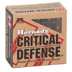 Hornady Critical Defense .380 Auto 90 GR FTX 25 Rounds
