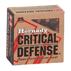 Hornady Critical Defense 115 GR FTX 25 Rounds